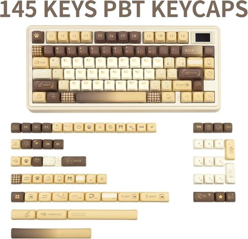143 مفاتيح مفتاح Keys الأزرق والأبيض PBT Keycap ، Kawaii Custom Custor Ceyboard Cap ، Five Dye Side Submation Compans Cap ، FOA profile keycap for ANSI/ISO تخطيط لوحة مفاتيح الألعاب الميكانيكية in Kuwait