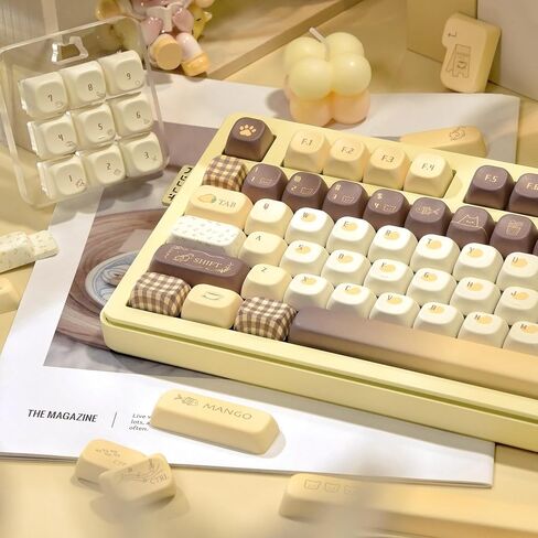 143 مفاتيح مفتاح Keys الأزرق والأبيض PBT Keycap ، Kawaii Custom Custor Ceyboard Cap ، Five Dye Side Submation Compans Cap ، FOA profile keycap for ANSI/ISO تخطيط لوحة مفاتيح الألعاب الميكانيكية in Kuwait