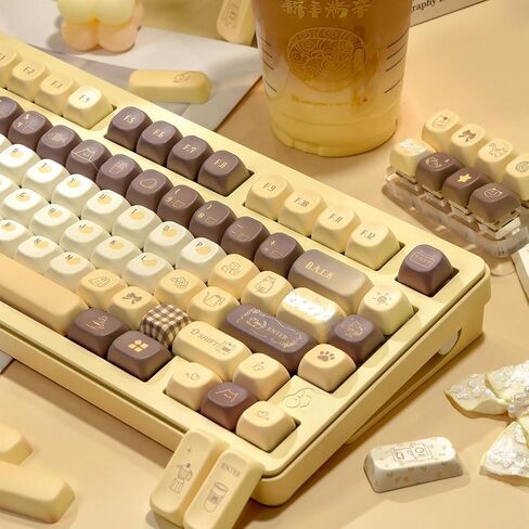 143 مفاتيح مفتاح Keys الأزرق والأبيض PBT Keycap ، Kawaii Custom Custor Ceyboard Cap ، Five Dye Side Submation Compans Cap ، FOA profile keycap for ANSI/ISO تخطيط لوحة مفاتيح الألعاب الميكانيكية in Kuwait
