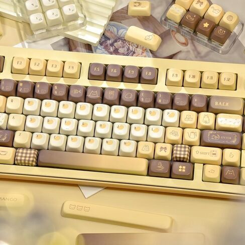 143 مفاتيح مفتاح Keys الأزرق والأبيض PBT Keycap ، Kawaii Custom Custor Ceyboard Cap ، Five Dye Side Submation Compans Cap ، FOA profile keycap for ANSI/ISO تخطيط لوحة مفاتيح الألعاب الميكانيكية in Kuwait