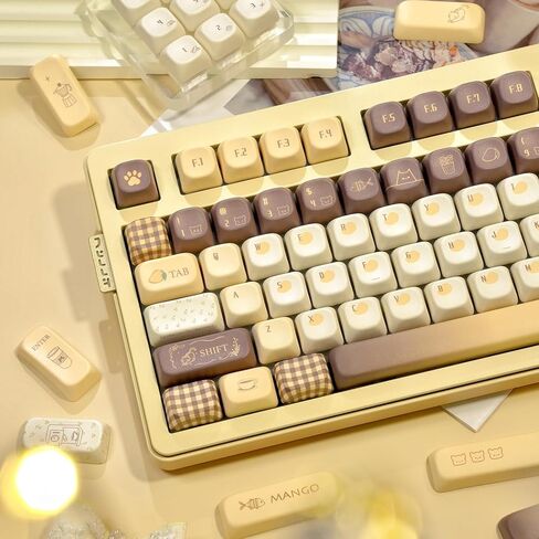143 مفاتيح مفتاح Keys الأزرق والأبيض PBT Keycap ، Kawaii Custom Custor Ceyboard Cap ، Five Dye Side Submation Compans Cap ، FOA profile keycap for ANSI/ISO تخطيط لوحة مفاتيح الألعاب الميكانيكية in Kuwait