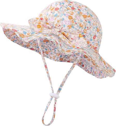 Baby Girl Sun Hat Toddler Beach Hats with UPF 50+ Protective Infant Summer Hat with Wide Brim Baby Girls Bucket Hat Swim Hat in Kuwait