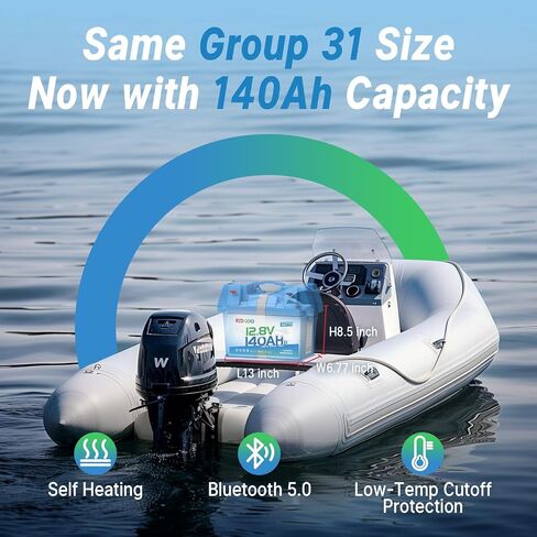 Redodo 12V 100Ah Bluetooth Dual-Purpose 900CCA Group27 Marine Battery, Starting Battery with Heating & Smart Power Retention in Saudi Arabia