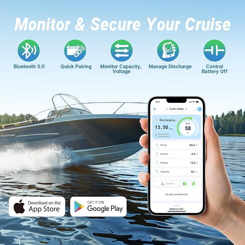 Redodo 12V 100Ah Bluetooth Dual-Purpose 900CCA Group27 Marine Battery, Starting Battery with Heating & Smart Power Retention in Saudi Arabia