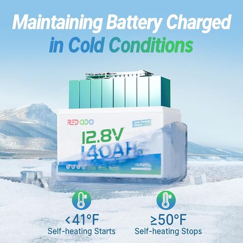 Redodo 12V 100Ah Bluetooth Dual-Purpose 900CCA Group27 Marine Battery, Starting Battery with Heating & Smart Power Retention in Saudi Arabia