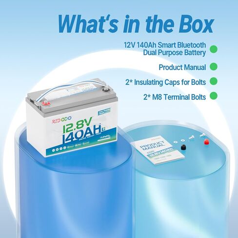 Redodo 12V 100Ah Bluetooth Dual-Purpose 900CCA Group27 Marine Battery, Starting Battery with Heating & Smart Power Retention in Saudi Arabia