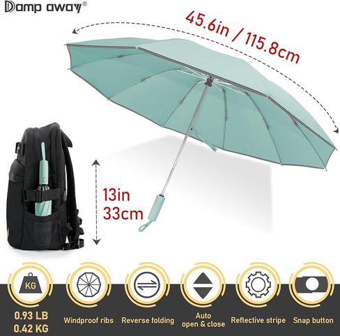 Damp away compact travel umbrella, portable reverse folding car umbrella, large windproof and waterproof inverted umbrella, automatic, 10 ribs in Saudi Arabia