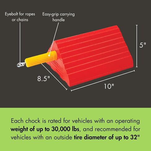 Checkers Industrial Safety Products Roadblock UC1400-6 Impact-Absorbing Urethane Industrial Wheel Chock, Orange, 6 lbs, 10" Length, 8.5" Width, 5" Height in Saudi Arabia