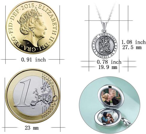 POPLYKE Sterling Silver Saint Christopher Necklace/Locket Necklace that Holds Pictures for Women Mom Daughter Birthday Gifts in Saudi Arabia