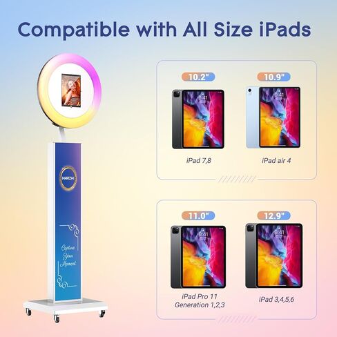 Portable Photo Booth Compatible with Any Ipad, Separable Triangular Ipad Photo Booth for Christmas Wedding Party Shell Stand Software APP Control Ring Light, Flight Case in Kuwait