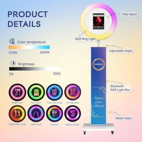 Portable Photo Booth Compatible with Any Ipad, Separable Triangular Ipad Photo Booth for Christmas Wedding Party Shell Stand Software APP Control Ring Light, Flight Case in Kuwait