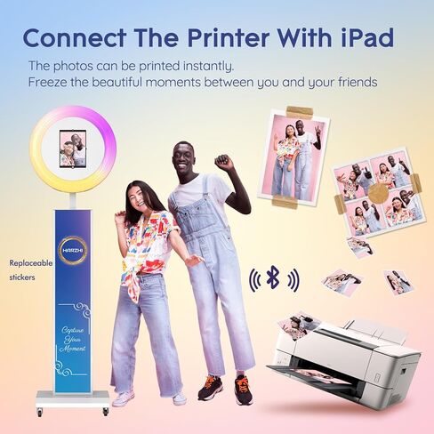 Portable Photo Booth Compatible with Any Ipad, Separable Triangular Ipad Photo Booth for Christmas Wedding Party Shell Stand Software APP Control Ring Light, Flight Case in Kuwait