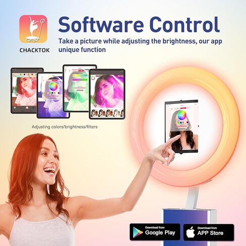 Portable Photo Booth Compatible with Any Ipad, Separable Triangular Ipad Photo Booth for Christmas Wedding Party Shell Stand Software APP Control Ring Light, Flight Case in Kuwait