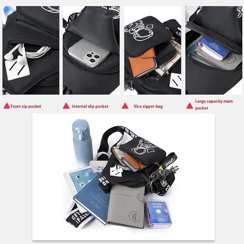 Water-Resistant Crossbody Sling Bag for Men Astronaut Casual Chest Shoulder Daypack Hiking Travel Backpack for 12.9 Inch Ipad (Black1) in Saudi Arabia