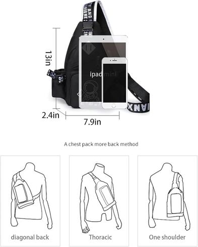 Water-Resistant Crossbody Sling Bag for Men Astronaut Casual Chest Shoulder Daypack Hiking Travel Backpack for 12.9 Inch Ipad (Black1) in Saudi Arabia
