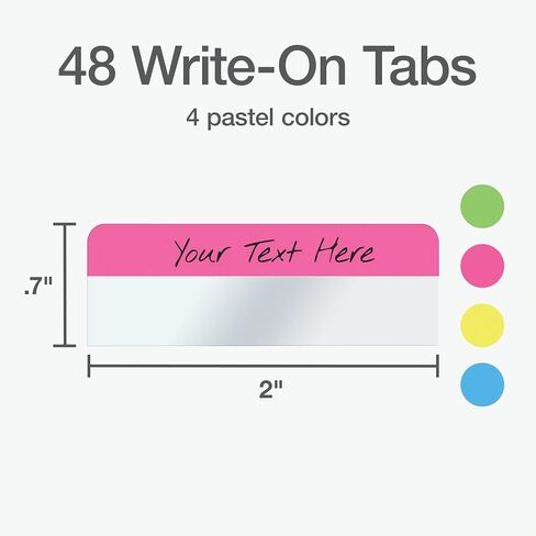 علامات تبويب الفهرس القابلة للإزالة للكتابة على علامة Redi، 2 × 11/16 بوصة، 48 علامة تبويب في كل عبوة، 4 ألوان متنوعة، عبوة واحدة (33248) (RTG33248) in Kuwait