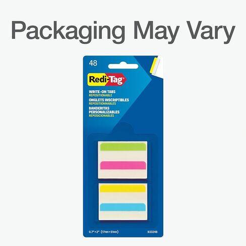 علامات تبويب الفهرس القابلة للإزالة للكتابة على علامة Redi، 2 × 11/16 بوصة، 48 علامة تبويب في كل عبوة، 4 ألوان متنوعة، عبوة واحدة (33248) (RTG33248) in Kuwait