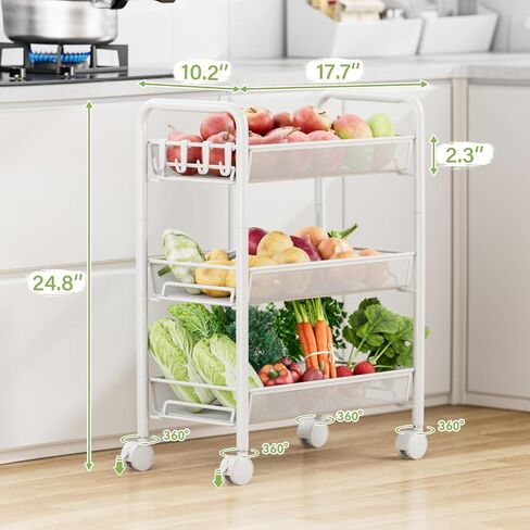 JANE EYRE 5-Tier Rolling Utility Storage Rack Cart on Wheels, Trolley Craft cart, Multi-Purpose Organizer Shelf, Black in Kuwait