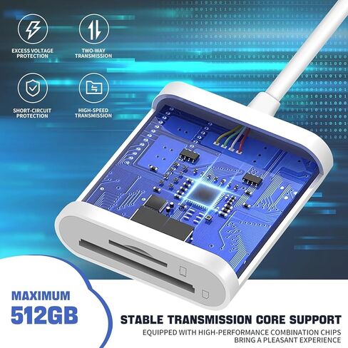USB C SD Card Reader for iPhone, Memory Card Reader with USB Camera Adapter Plug and Play Trail Game Camera SD Card Viewer Supports SD and TF Card Micro SD Card Adapter for iPad No App Required in Kuwait