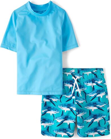 The Children's Place,Short Sleeve Rash Guard and Bottoms,boys,Shark,Large in Saudi Arabia