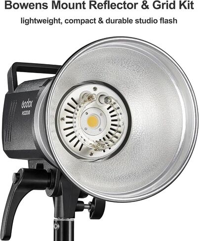 Godox MS300V 300Ws GN58 Compact Studio Strobe Flash Monolight مع Bowens Mount عاكس ومجموعة الشبكة، مصباح النمذجة 2.4G Wireless 5600K، إعادة التدوير 1.3 ثانية بكامل الطاقة (MS300 نسخة مطورة 110 إلى 120 فولت) in Saudi Arabia