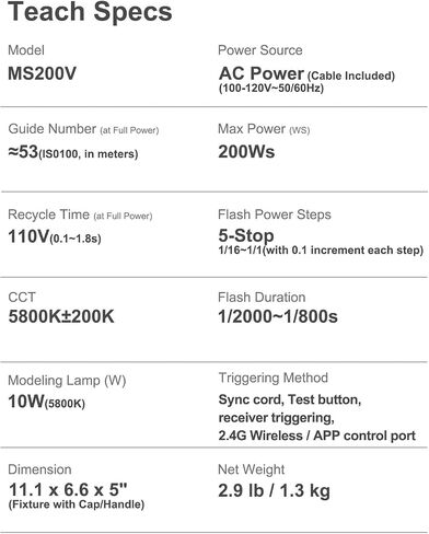 Godox MS300V 300Ws GN58 Compact Studio Strobe Flash Monolight مع Bowens Mount عاكس ومجموعة الشبكة، مصباح النمذجة 2.4G Wireless 5600K، إعادة التدوير 1.3 ثانية بكامل الطاقة (MS300 نسخة مطورة 110 إلى 120 فولت) in Saudi Arabia