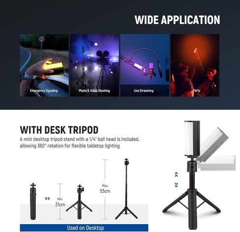 NEEWER RGB Light Wand, Magnetic Handheld Photography Video Light Stick, 2500K~8500K Dimmable CRI95+ Full Color LED Tube Light Bar with 2550mAh Battery, 17 Light Scenes for Vlog TikTok YouTube, TL20C in Kuwait