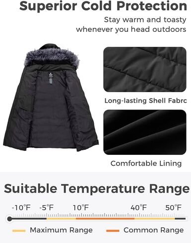 wantdo Women's Plus Size Winter Jacket Warm Long Puffer Coat Quilted Parka Jacket with Removable Fur Hood in Saudi Arabia
