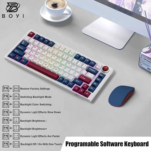 boyi yk82 الألومنيوم سبيكة المفاتيح الميكانيكية ، 75 ٪ RGB GASKET BT5.0/2.4G/TYPE-C السلكية tri-mod in Kuwait