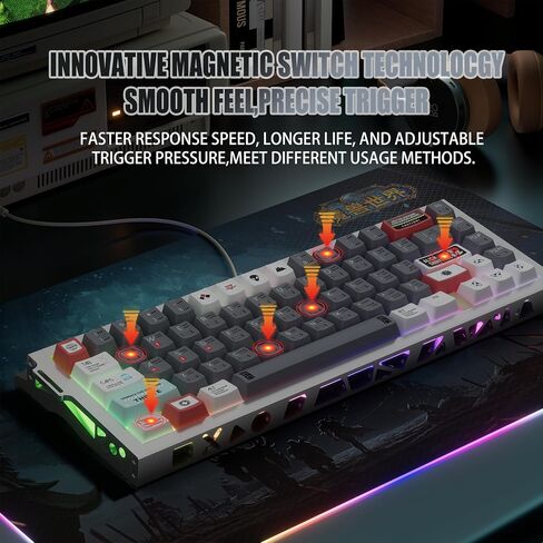 لوحة مفاتيح الألعاب kutethy KY67 Pro، لوحة مفاتيح RGB Hall Effect بنسبة 65%، 67 مفتاحًا مع مفاتيح مغناطيسية Gateron، مشغل سريع، تشغيل قابل للتعديل in Kuwait