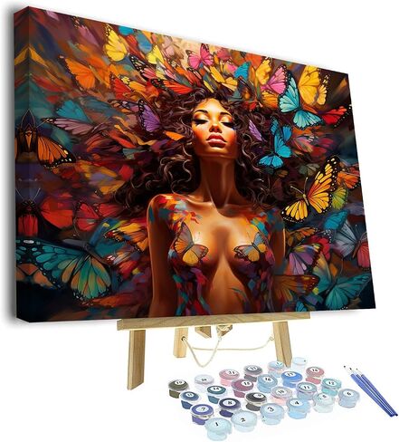 Girl Paint by Numbers Kit for Adults, Butterfly Girl Paint by Numbers for Adults Beginner Painting On Canvas DIY Lovely Girl Paint by Number Kits Oil Painting Arts for Home Wall Decor 16X20 Inch in Saudi Arabia