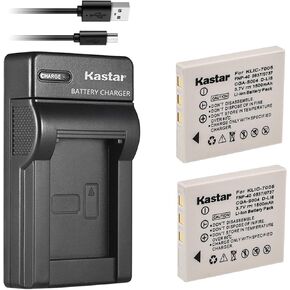 Kastar Battery 2 Pack & Slim USB Charger Replacement for FNP-40, CGA-S004, KLIC-7005, SLB-0737, SLB-0837, SNP-40, D-Li8, Dli-102, NP-1 and DE-992