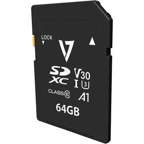 V7 VPSD64GV30U3 64GB SDXC V30 U3 A1 CL10 4K UHD MAX 95MBS Read 30MBS WRT
