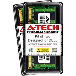 A-Tech 4GB (2 x 2GB) RAM for DELL Latitude D530 531 D620 D630 | DDR2 800MHz SODIMM PC2-6400 200-Pin Non-ECC Memory Upgrade Kit