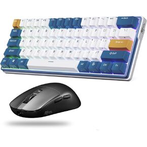 RK ROYAL KLUDGE RK61 Plus 60% Mechanical Keyboard and RK M3 Mouse Combo, Wireless Gaming Mouse with 42K DPI, RGB Hot Swappable Keyboards w/Bluetooth/2.4G/USB Wired