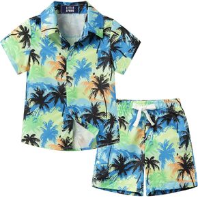 LittleSpring Boys Short Sleeve Hawaiian Shirts and Shorts Outfits in Kuwait