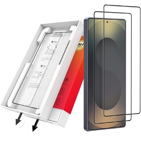 واقي شاشة الزجاج المقسّر Soopii لـ Samsung S25 /S24 ، [تركيب تلقائي لأغبار الأتربة] ، [حماية الصف العسكري] ، فقاعة فتح بصمات الأصابع خالية من Galaxy S25 /S24 6.1 بوصة (2 حزمة)