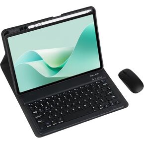 Magnetic Detachable Wireless Keyboard & Mouse Combo with Built in Pen Holder Leather Cover for Huawei MatePad Pro 11-inch Tablet Keyboard Case (Purple,Backlight Touch Pad and Mouse)