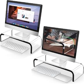 Abovetek Acrylic Monitor Stand ، Riser Monitor Reser الكبير المتميز ، Crystal Clear Acrylic Computer Stand Desk Stand For Home Office Printer Screen Screen Screen
