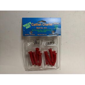 Catfish Charlie Plastic Dip Bait Worms 12 Count Pack (Choose Color)