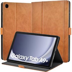 حالة مصنوعة يدويًا لـ Samsung Galaxy Tab A9 Plus/A9+ 5G Tablet 11 بوصة 2023 SM-X210/SM-X216/SM-X218U مع جيب ، زوايا متعددة ، إغلاق مغناطيسي ، غطاء من الجلد النباتي ، النوم التلقائي/الاستيقاظ ، الأسود ، الأسود in Kuwait