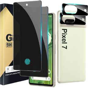 [2+2 Pack] واقي شاشة الخصوصية متوافق مع Pixel 7 5G ، 2 ، فيلم زجاجي مقسى مع حماة عدسة الكاميرا ، ووضوح عالي ، خالي من الفقاعات ، حماية مضادة للخلفي