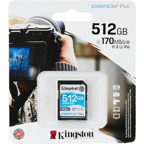 Kingston 512GB SDXC Canvas Go Plus 170MB/s Read UHS-I, C10, U3, V30 Memory Card (SDG3/512GBCR)