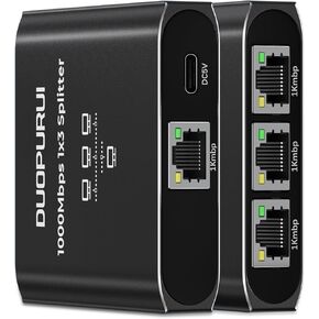 Ethernet Splitter من 1 إلى 3،1000 ميجا بريتس في الثانية ، فاصل شبكة عالية السرعة ، منفذ شبكات LAN 3 مع كابل طاقة USB ، للكابل Cat 5/5e/6/8