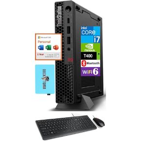 Lenovo ThinkStation P3 Tiny Workstation Mini Desktop (Intel i7-14700 vPro, T400 4GB, 64GB DDR5, 2TB PCIe SSD, WiFi 6, Bluetooth 5.2, Win 11 Pro) w/MS 365 Personal, DKZ USB Port Expander