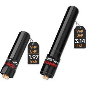 ABBREE Dual Band VHF UHF 136-174MHz 400-470MHz Ham Radio Antenna SMA-Female Short Stubby Antenna for Baofeng UV-5R 5RM BF-F8HP/Pro K5PLUS UV-21R AR-152 Radio Accessories,2Pack(1.96-Inch+3.14-Inch)