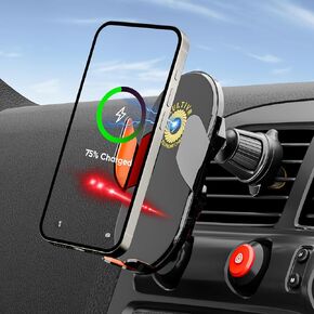2025 شاحن سيارة لاسلكي مع تثبيت تلقائي ، بطارية ومستشعرات مدمجة ، للهواتف الذكية Magsafe ، تنفيس ، لأجهزة iPhone و Android ، حامل الهاتف الخلوي سريع الشحن