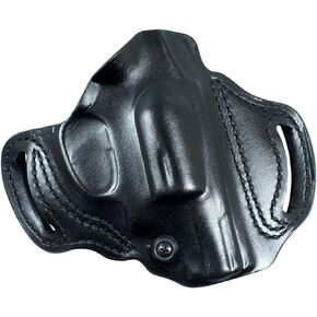 DeSantis Roscoe Cross Draw OWB Holster - Leather Belt Slide Holster OWB, Compatible with the S&W J-FRAME 2" - Right Hand Cross Draw, Black