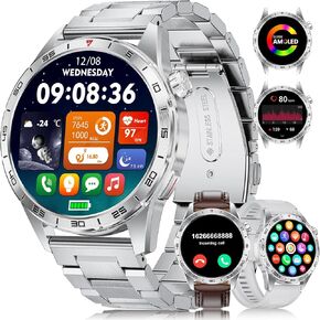 الساعات الذكية العسكرية للرجال (الإجابة/إجراء المكالمات) ، 1.43 "HD AMOLED Tracker مع 110+ أوضاع رياضية ، 24/7 شاشة نوم Sleep Smartwatch ، IP68 Waterproof Smart Watch for Android iOS