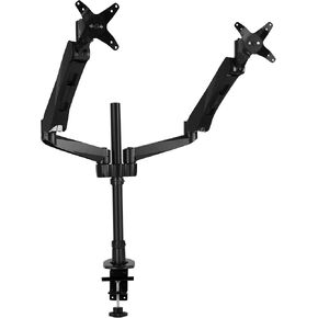 Mount-It! Premium Modular Dual Monitor Desk Mount Arms Stand | Double Gas Spring Arms Fits 19 21.5 24 27 32 Inch Computer Screens with 75 100 VESA Patterns | C-Clamp and Grommet Bases | Black